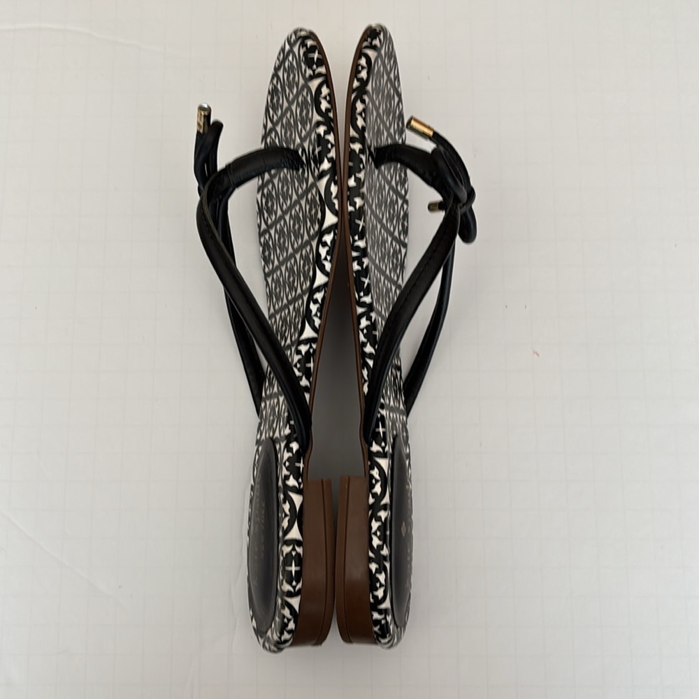 Kate Spade Mistic Bow Black/White Leather Thong Sandals in Size 7.5 - Picture 10 of 12